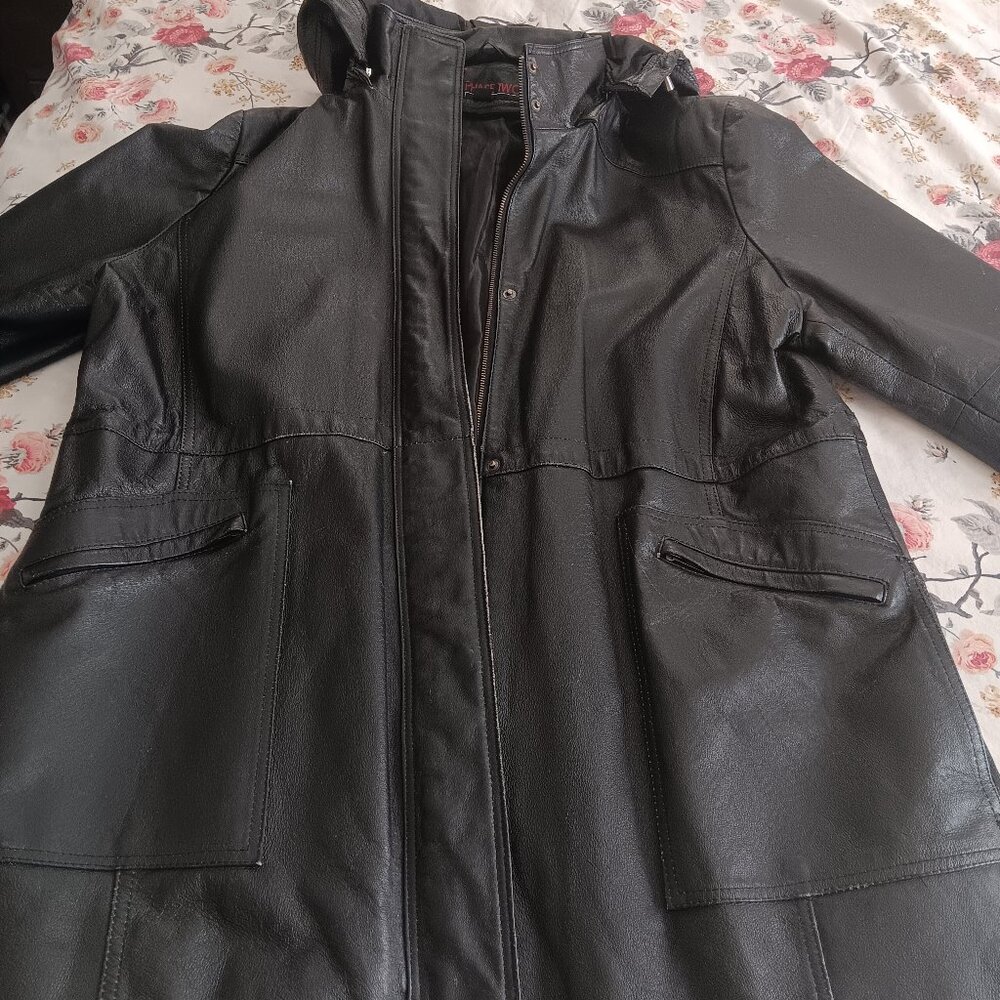Women's long XL leather jacket